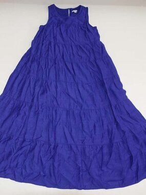 J. Jill Women's Sleeveless Tiered Maxi Dress Size Petite Small Royal Purple PS